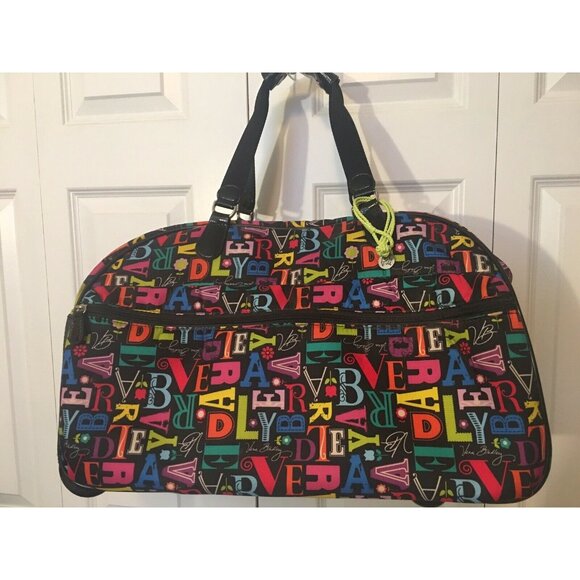 Vera Bradley Rolling From A To Vera Duffel Carry On Travel Luggage‎ Suitcase - Picture 6 of 11
